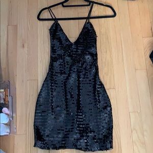 Black Sequence mini dress.